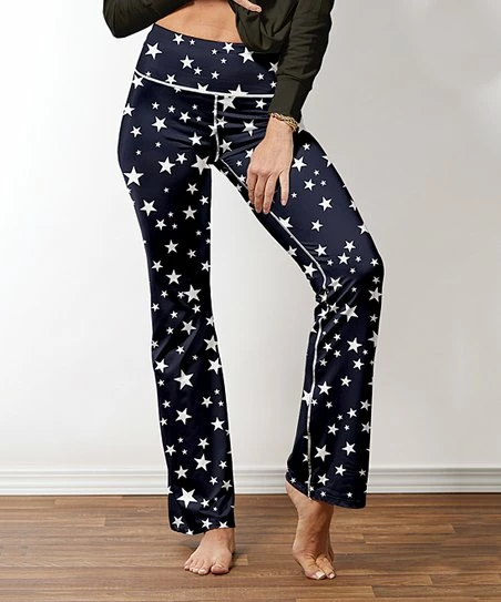 Nanu Navy & White Stars Flared Yoga Pants - Plus 1 Nanu Navy & White Stars Flared Yoga Pants - Plus