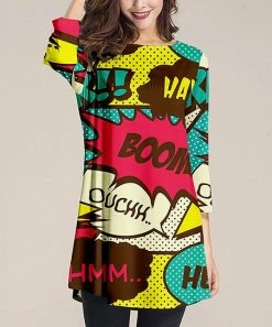 Nanu Pink & Yellow 'Boom' Letters Three-Quarter Sleeve Tunic - Plus