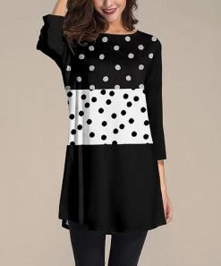 Nanu White & Black Polka Dot Three-Quarter Sleeve Tunic - Plus