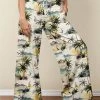 Nanu Cream & Green Beach Scene Palazzo Pants - Plus