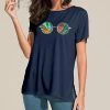 Nanu Dark Blue Abstract Short-Sleeve Tunic - Women