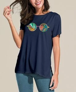 Nanu Dark Blue Abstract Short-Sleeve Tunic - Women