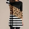 Nanu Black & White Leopard Stripe Three-Quarter Sleeve Tunic - Plus
