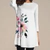 Nanu White & Pink Floral Three-Quarter Sleeve Tunic - Plus