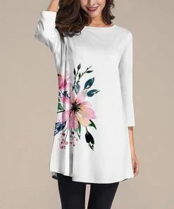 Nanu White & Pink Floral Three-Quarter Sleeve Tunic - Plus