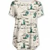 Nanu Cream & Green Cactus Curved-Hem Tee - Women