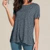 Nanu Dark Gray & White Polka Dot Slit-Sleeve Split-Hem Tunic - Women