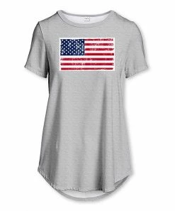 Nanu Heather Gray & Red Stars & Stripes Curved-Hem Tee - Plus