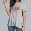 Nanu Heather Gray & Red Stars & Stripes Slit-Sleeve Split-Hem Tunic - Women