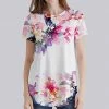 Nanu White & Purple Floral Curved-Hem Tee - Women