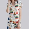 Nanu White & Rainbow Books & Coffee Button-Up Pajama Set - Plus