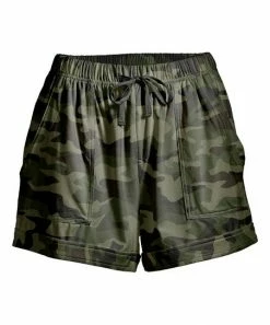 Nanu Green Camouflage Drawstring Cuffed-Hem Shorts - Plus