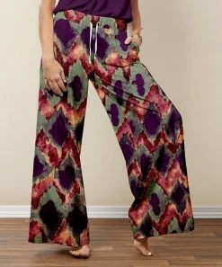 Nanu Dark Purple & Red Tie-Dye Palazzo Pants - Plus