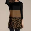 Nanu Black & Brown Leopard Color Block Three-Quarter Sleeve Tunic - Women & Plus