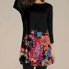 Nanu Black & Pink Paisley Three-Quarter Sleeve Tunic - Women
