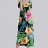 Nanu Black & Pink Tropical Floral V-Neck Short-Sleeve Maxi Dress - Plus
