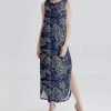 Nanu Dark Blue Paisley Sleeveless Curved-Hem Maxi Dress - Women