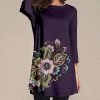 Nanu Purple & Pink Floral Three-Quarter Sleeve Tunic - Plus