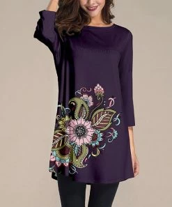 Nanu Purple & Pink Floral Three-Quarter Sleeve Tunic - Plus