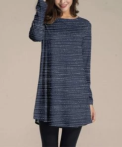 Nanu Dark Blue & White Dot Long-Sleeve Tunic - Women