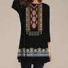 Nanu Black & Teal Geometric Three-Quarter Sleeve Tunic - Women & Plus