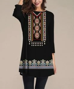 Nanu Black & Teal Geometric Three-Quarter Sleeve Tunic - Women & Plus