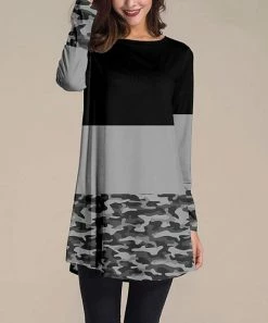 Nanu Black Camo & Color Block Long-Sleeve Tunic - Plus