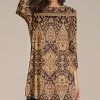 Nanu Black & Beige Geometric Three-Quarter Sleeve Tunic - Women & Plus