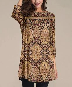 Nanu Black & Beige Geometric Three-Quarter Sleeve Tunic - Women & Plus