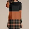 Nanu Orange & Black Plaid & Color Block Long-Sleeve Tunic - Women & Plus