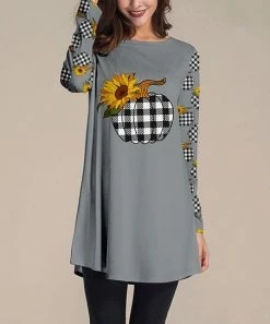 Nanu Gray Pumpkin Long-Sleeve Tunic - Plus