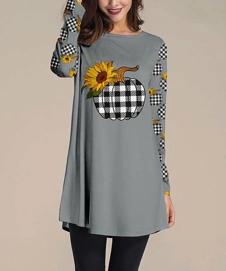 Nanu Gray Pumpkin Long-Sleeve Tunic - Plus 1 Nanu Gray Pumpkin Long-Sleeve Tunic - Plus