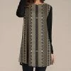 Nanu Black Geometric Stripe Long-Sleeve Tunic - Women & Plus