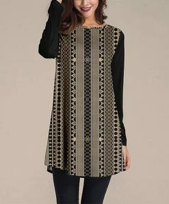 Nanu Black Geometric Stripe Long-Sleeve Tunic - Women & Plus