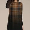 Nanu Orange & Black Ombré Plaid Long-Sleeve Tunic - Plus