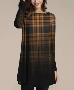 Nanu Orange & Black Ombré Plaid Long-Sleeve Tunic - Plus
