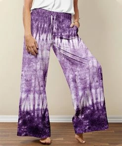 Nanu Purple & White Tie-Dye Palazzo Pants - Plus