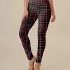 Nanu Black & Red Plaid Leggings - Women