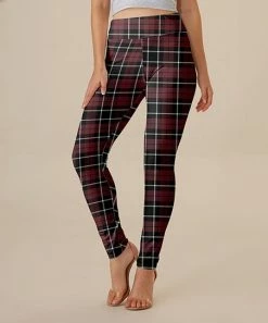 Nanu Black & Red Plaid Leggings - Women
