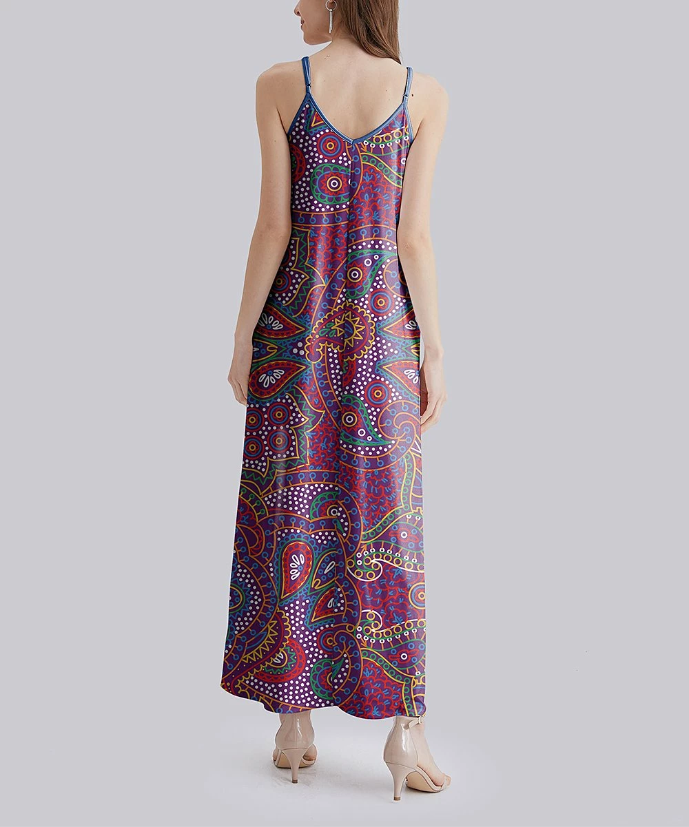 Nanu Purple & Blue Paisley Cami-Strap Maxi Dress - Plus 2 Nanu Purple & Blue Paisley Cami-Strap Maxi Dress - Plus - Image 2