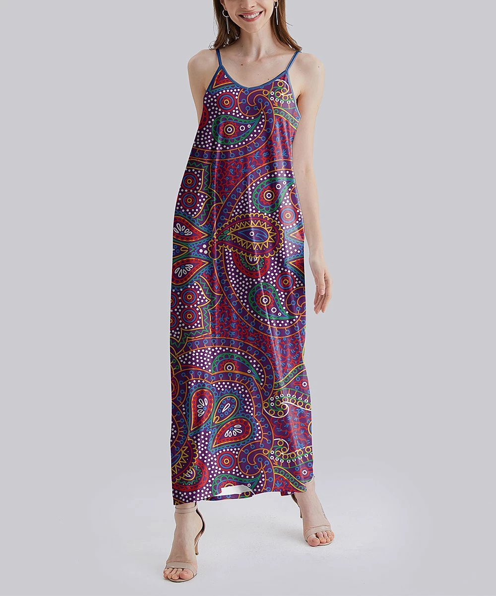 Nanu Purple & Blue Paisley Cami-Strap Maxi Dress - Plus 1 Nanu Purple & Blue Paisley Cami-Strap Maxi Dress - Plus