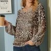 Nanu Brown Leopard V-Neck Chiffon Tunic - Women