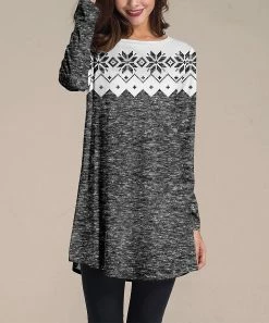 Nanu Dark Gray & White Snowflake Fair Isle Long-Sleeve Tunic - Women & Plus