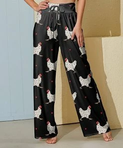 Nanu Black & White Hen Palazzo Pants - Women
