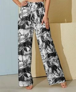 Nanu Black & White Horses Palazzo Pants - Women