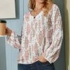 Nanu White & Pink Abstract V-Neck Chiffon Tunic - Women