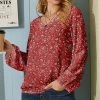 Nanu Red Paisley V-Neck Chiffon Tunic - Women