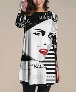 Nanu Black & White Stripe Face Long-Sleeve Tunic - Plus