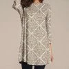 Nanu Tan & Taupe Geometric Three-Quarter Sleeve Tunic - Women & Plus