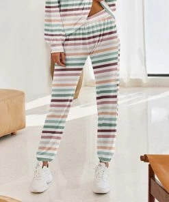 Nanu Green & Plum Stripe Hacci Joggers - Plus